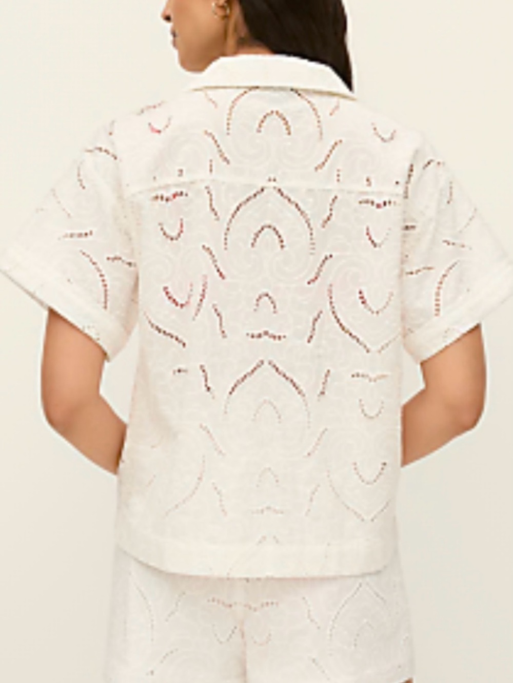 Ann Taylor White Eyelet Button-Down Shirt - Picture 2 of 9
